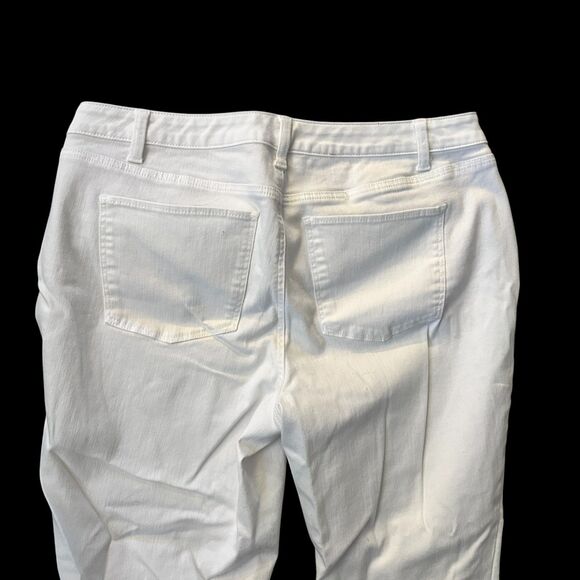 Talbots White Flawless Slim Ankle Stretchy Cropped Jeans Eyelet Pockets Size 16W - Picture 4 of 8